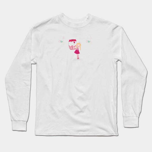 Cute fairy girl heart-filled jar. Long Sleeve T-Shirt by GULSENGUNEL